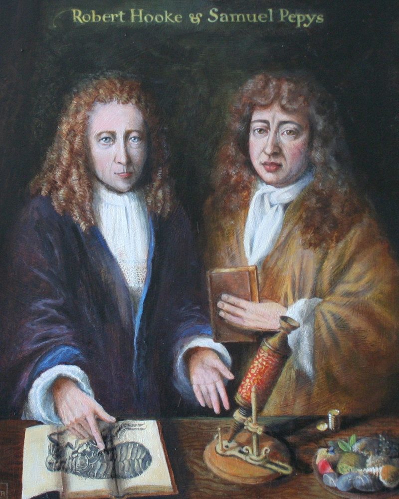 Samuel Pepys and Robert Hooke. Credit Rita Greer